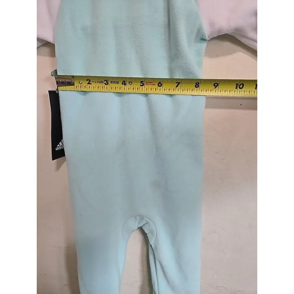 Adidas Micro Fleece Footie Lt Aqua. 9m. New